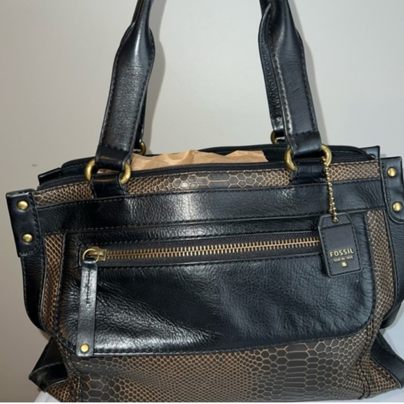 Fossil Elegant Black and Brown Shoulder Bag - Picture 3 of 12